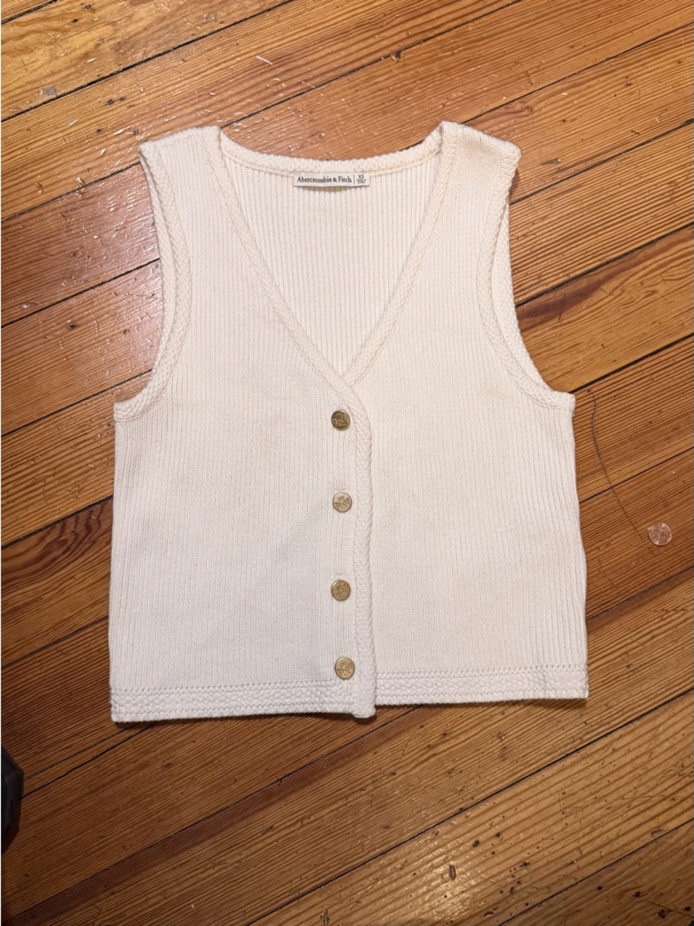 Abercrombie & Fitch Ivory Ribbed Knit Tank
